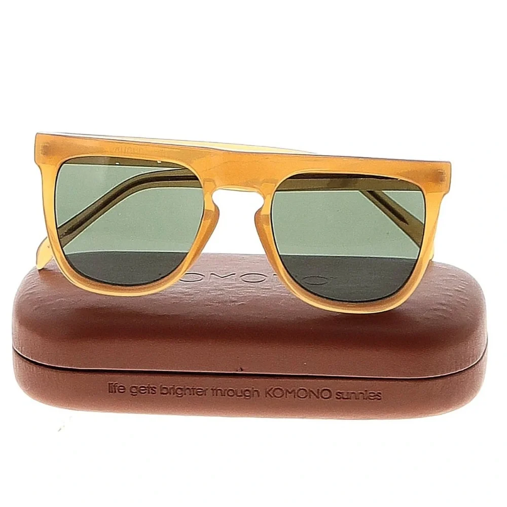 KOMONO Bennet Amber Sunglasses NEW tan gold shield UV400 - Picture 3 of 13